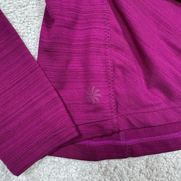 Athleta Top Women's XS Pacifica‎ Wrap Long Sleeve 1/2 Zip Crew Neck Purple Run - Picture 7 of 7